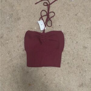 Elegant Burgundy Knit Crop Top